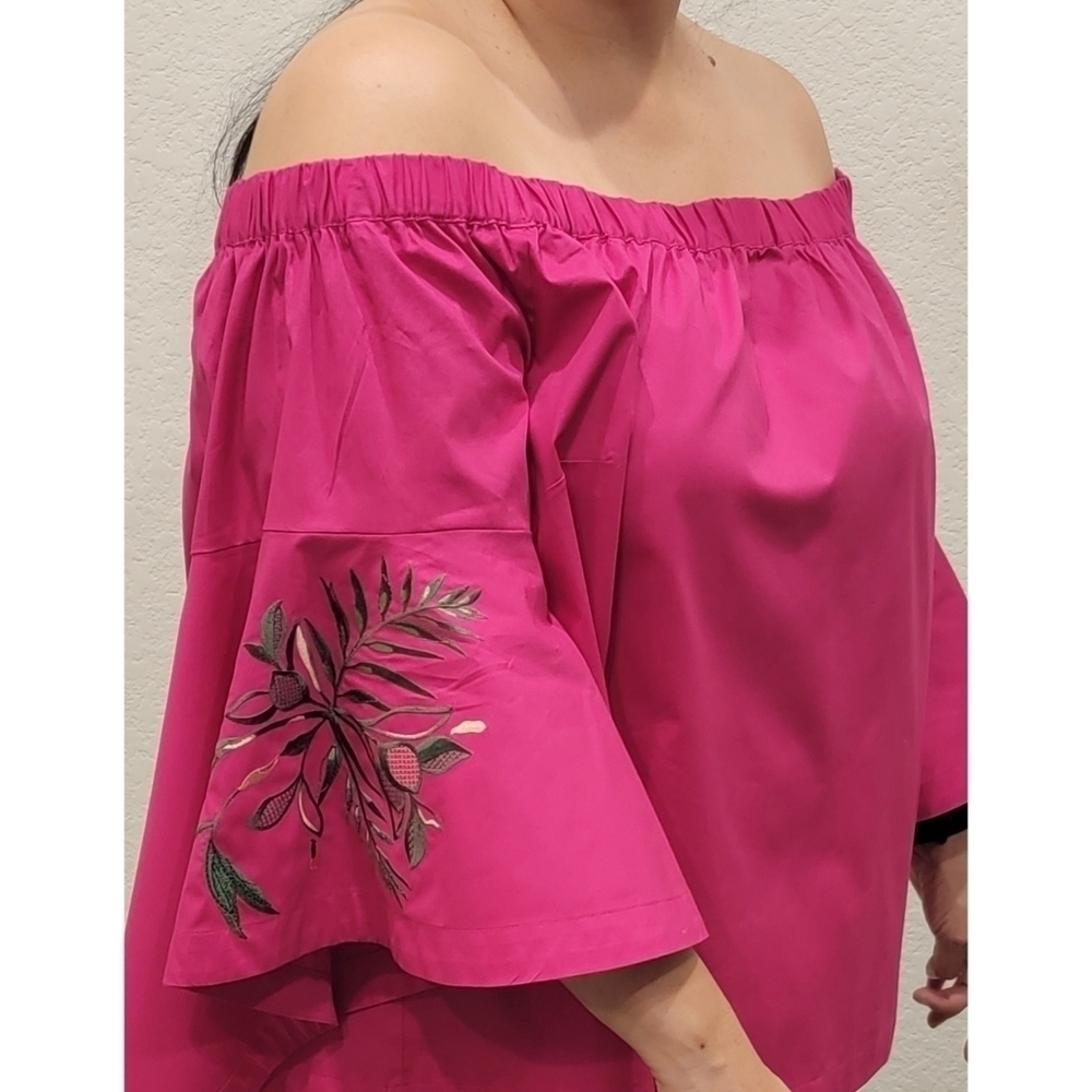 NWT Lane Bryant Flounce-sleeve Off the Shoulder Top Blouse - Picture 6 of 10